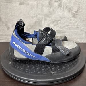 Mad Rock Men Sz 7 Rock Climbing Shoes Gray Blue Loop & Hook Closure